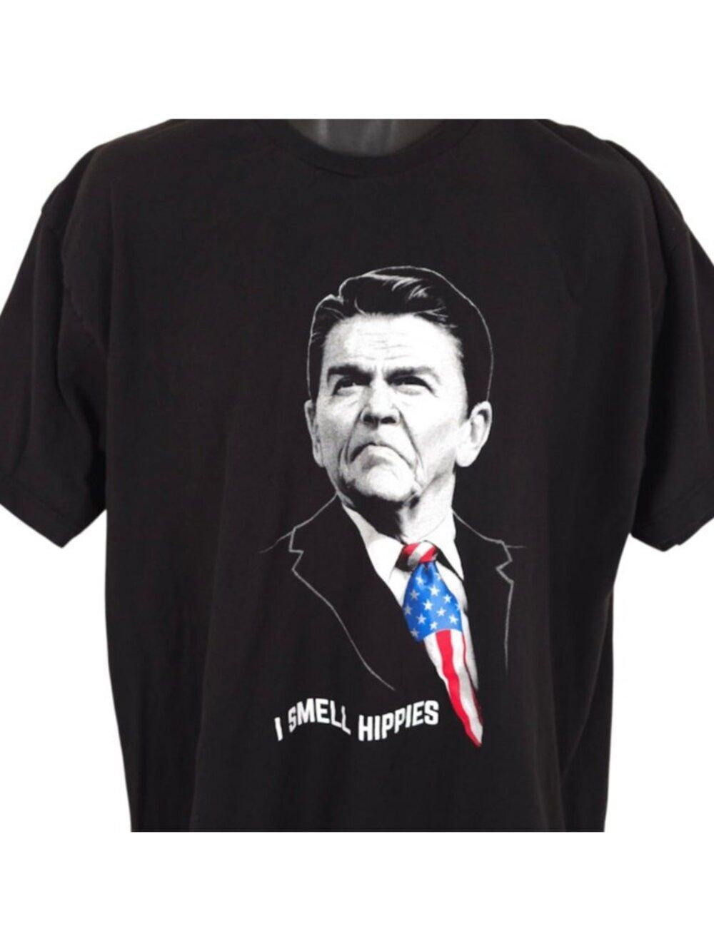 Ronald Reagan T Shirt Mens Size 2XL Black I Smell Hippies Ann Arbor